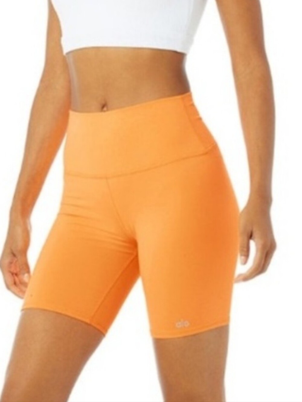 ALO Yoga Neon Orange High-Waist Bike Shorts